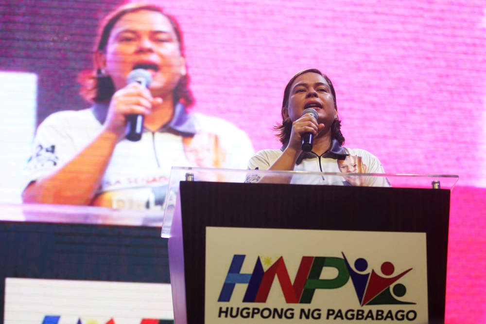 Sara Duterte, Davao City Mayor and daughter of Philippine President Rodrigo Duterte, delivers a speech during a senatorial campaign caravan for Hugpong Ng Pagbabago (HNP) in Davao City, southern Philippines on May 9, 2019. REUTERS/Lean Daval Jr Photo/File