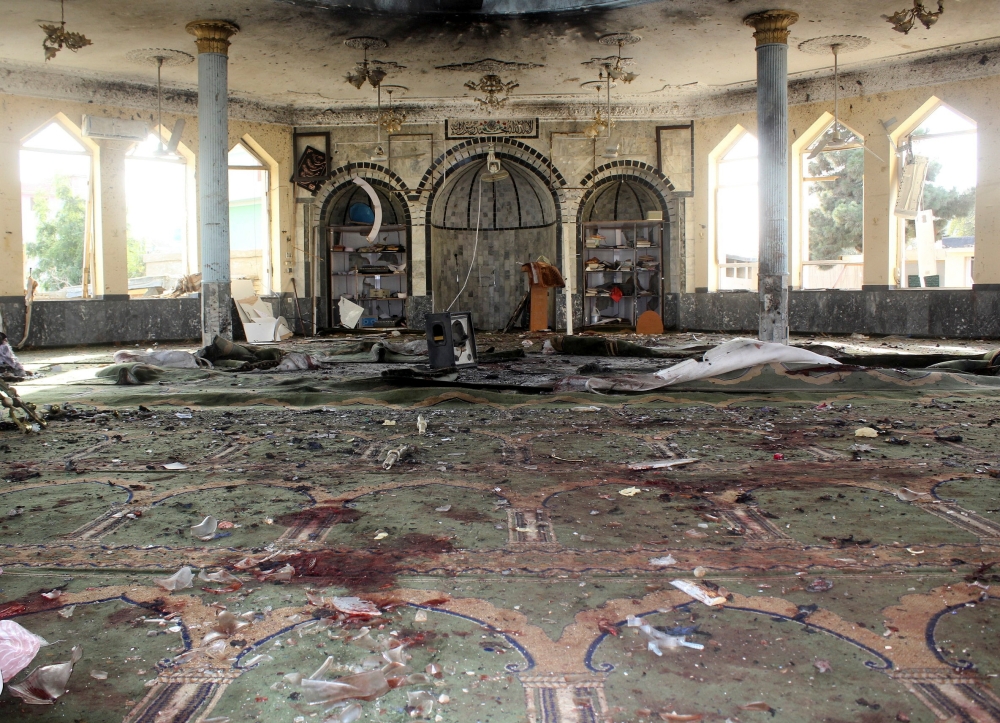 A view shows a mosque after a blast, in Kunduz, Afghanistan October 8, 2021. REUTERS/Stringer NO RESALES. NO ARCHIVES