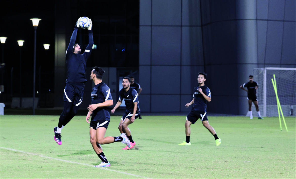 Qatar U-23 players during a training session in Doha.