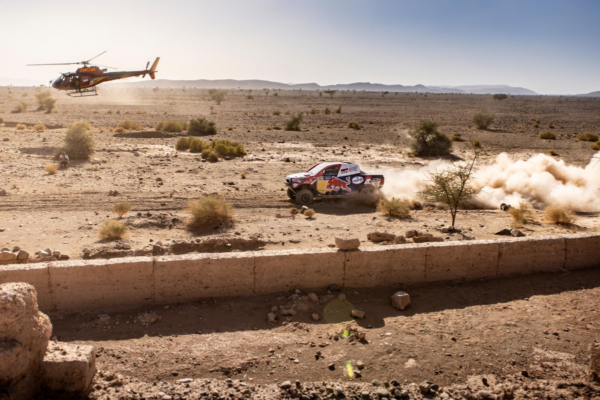 Qatar's Nasser Al Attiyah drives the Toyota Gazoo Racing Hilux during yesterday's final stage of the Rally of Morocco.