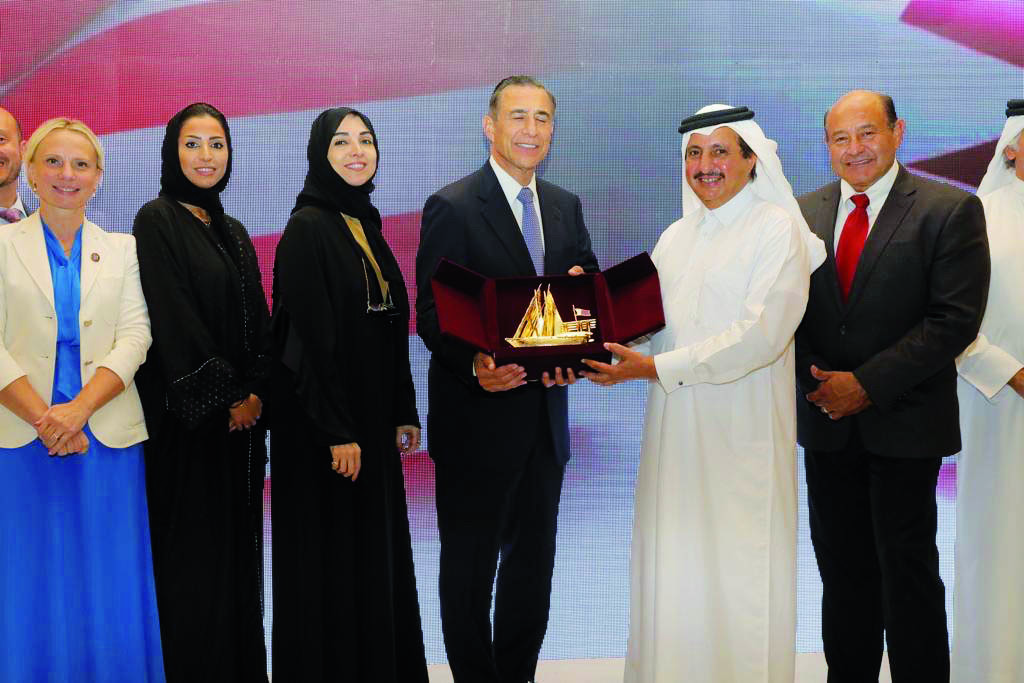 Qatar Chamber members during a meeting with a delegation of Congress members from the United States.