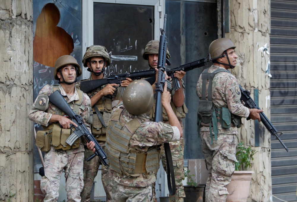 Army soldiers are deployed after gunfire erupted in Beirut, Lebanon October 14, 2021. (REUTERS/Aziz Taher)
