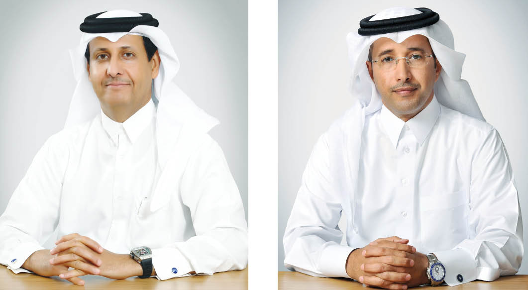 Chairman and Managing Director at al khaliji Sheikh Hamad bin Faisal bin Thani Al Thani (left), and Group Chief Executive Officer at al khaliji Fahad Al Khalifa 