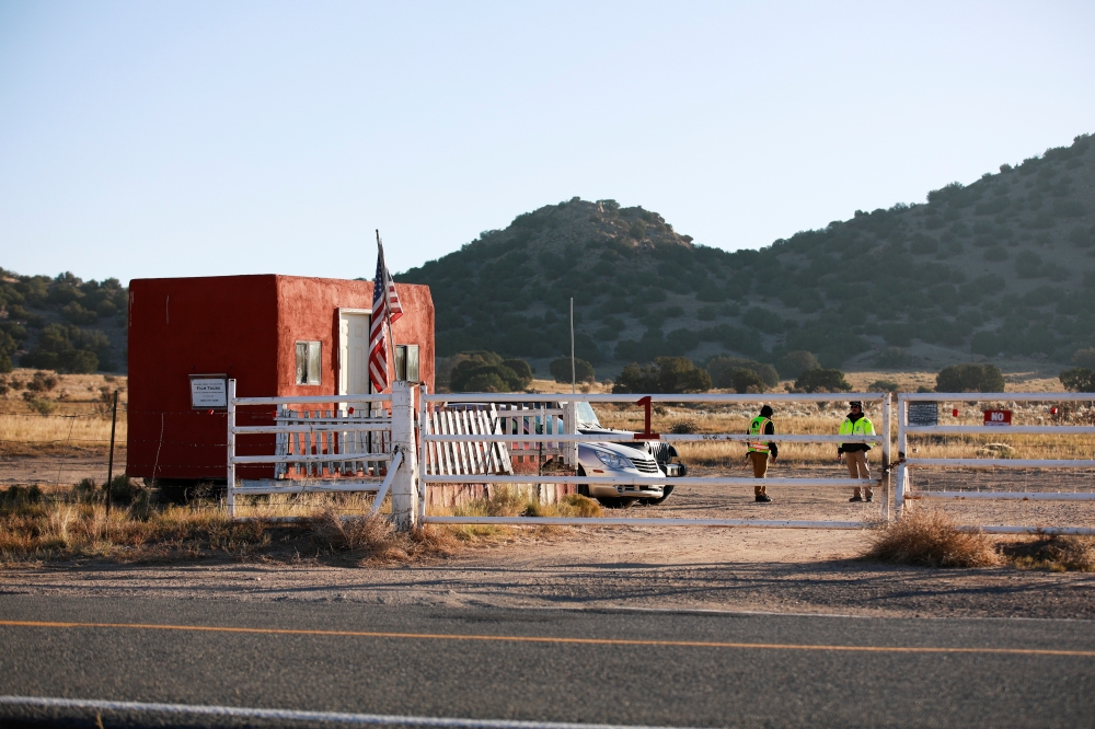A view of the entrance to Bonanza Creek Ranch where Hollywood actor Alec Baldwin fatally shot a cinematographer and wounded a director when he discharged a prop gun on the movie set of the film 