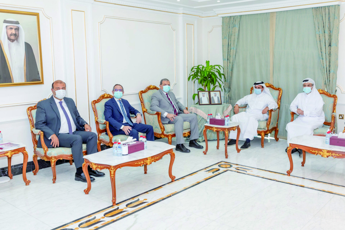 Qatar Chamber Chairman H E Sheikh Khalifa bin Jassim Al Thani yesterday during a meeting with Egypt’s Minister of Manpower H E Mohamed Saafan