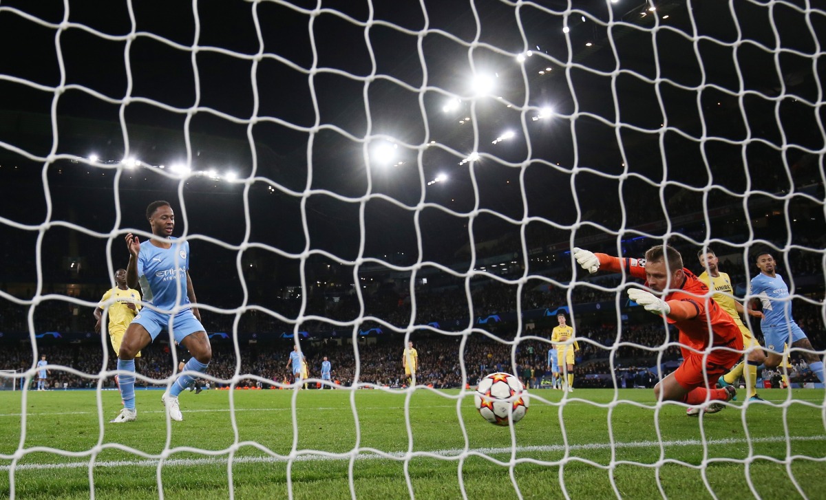 Manchester City's Raheem Sterling scores their third goal Action Images via Reuters/Jason Cairnduff
