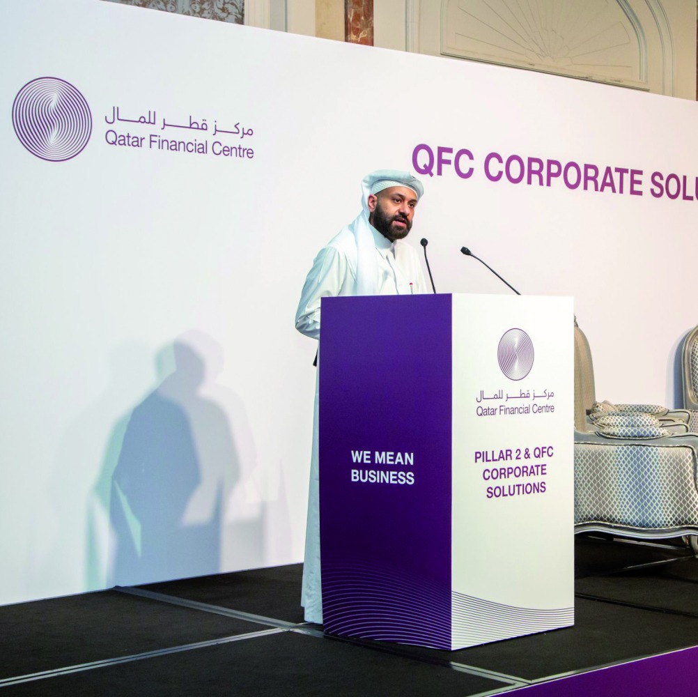 Yousuf Mohamed Al Jaida, Chief Executive Officer at QFC speaking during the seminar. 