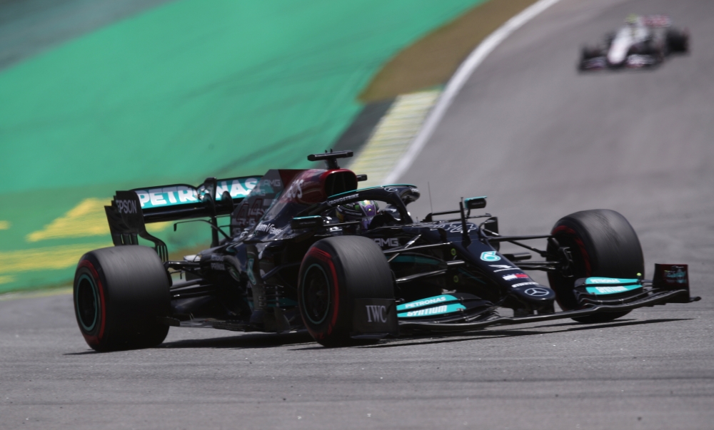 Mercedes' Lewis Hamilton during practice REUTERS/Amanda Perobelli
