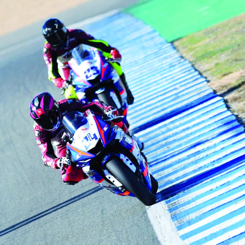 Yousef Al Darwish  in action at the Jerez-Ángel Nieto Circuit in Jerez de la Frontera, Spain, yesterday.