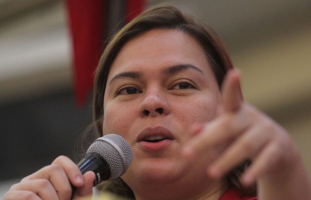Davao City Mayor Sara Duterte, eldest daughter of Philippine President Rodrigo Duterte, speaks before students in Davao city in southern Philippines, August 6, 2017. REUTERS/Lean Daval Jr/File Photo
