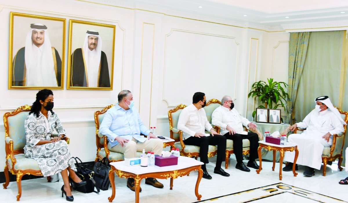 Qatar Chamber First Vice-Chairman Mohamed bin Twar Al Kuwari during a meeting with a delegation from Dominican Republic.