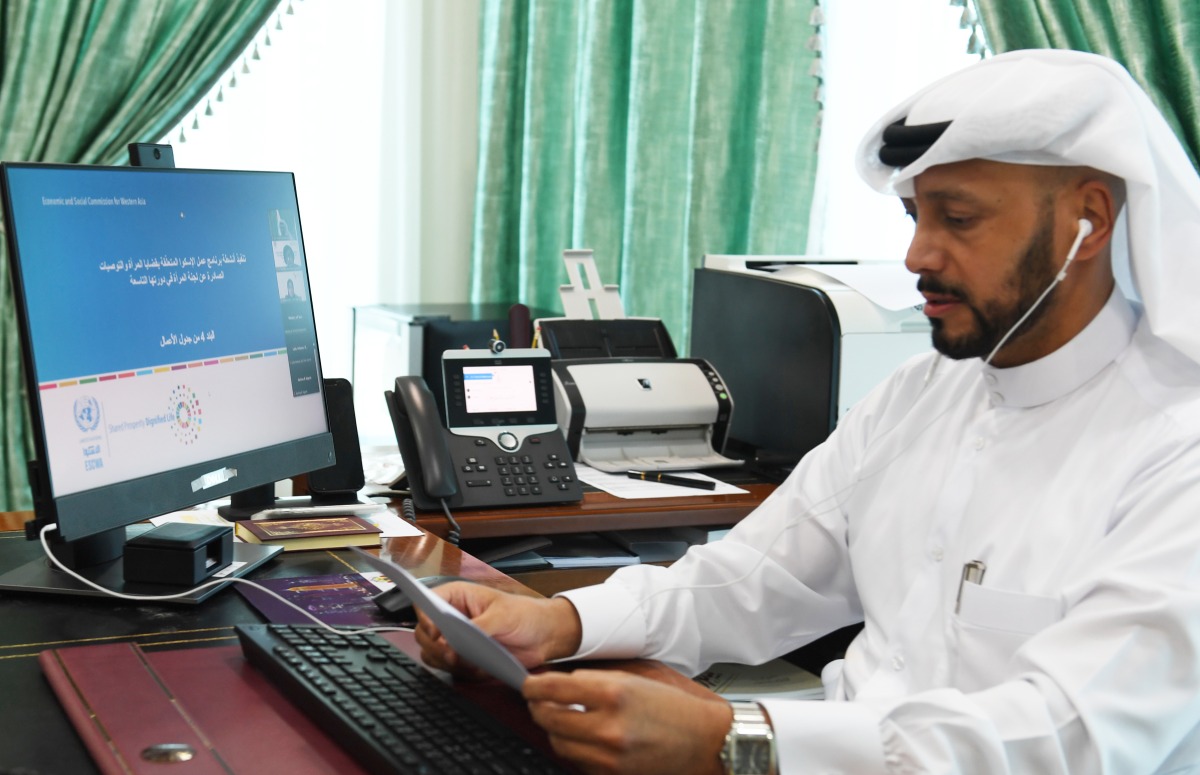 Director of Human Rights Department at the Ministry of Foreign Affairs  Dr. Turki bin Abdulla Al Mahmoud taking part in 10th session of ESCWA committee on women  through video conference.