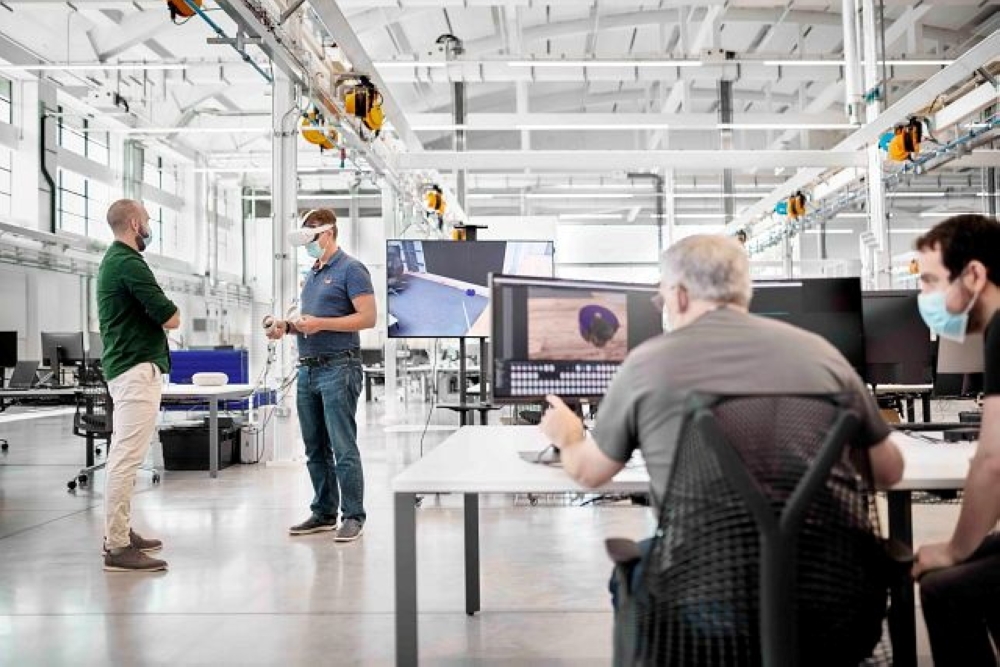 Engineers work on Dyson's virtual reality product testing, at Dyson Technology Campus, in Malmesbury, Britain, in this undated handout image obtained by Reuters on November 18, 2021. Dyson/Handout via REUTERS