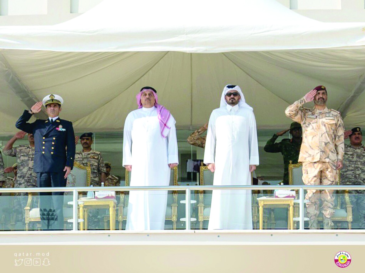Deputy Prime Minister and Minister of State for Defence Affairs H E Dr. Khalid bin Mohamed Al Attiyah and President of Qatar Olympic Committee H E Sheikh Joaan bin Hamad Al Thani at the opening ceremony.  

