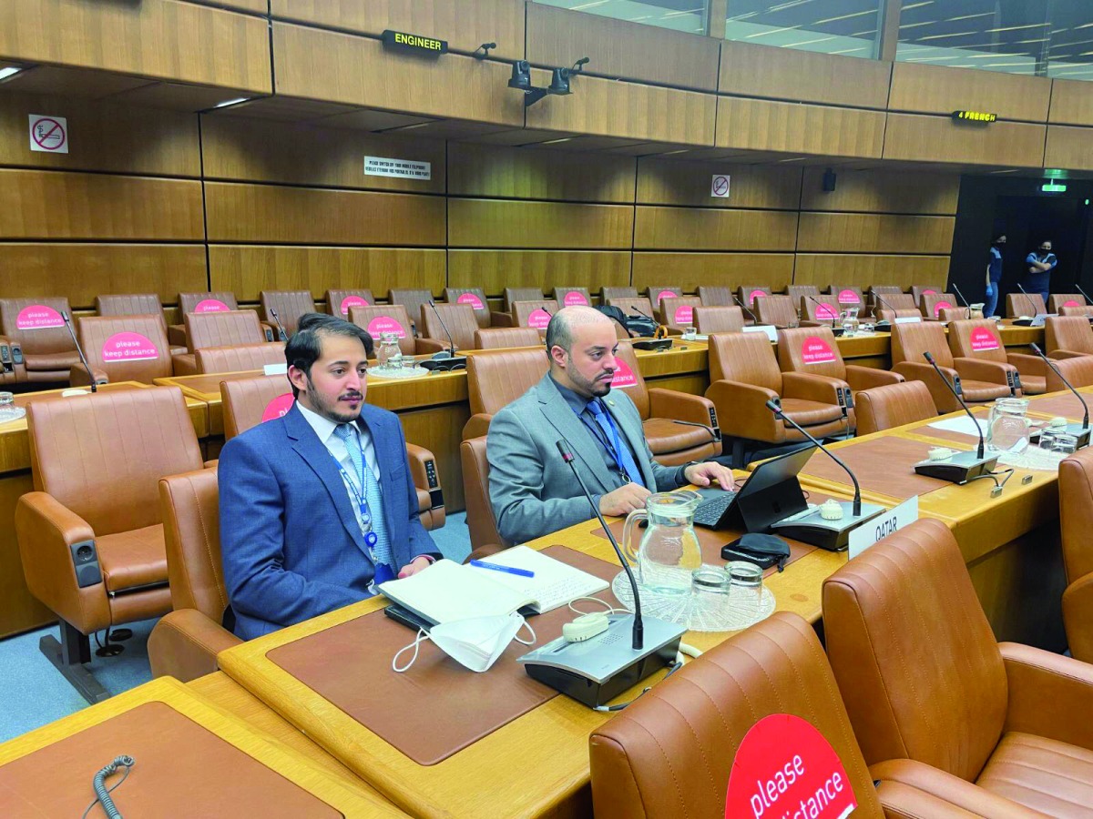 The delegation of the State of Qatar was headed by the Director of the Legal Affairs Department at the Ministry of Commerce and Industry Hilal bin Mohammed Al Khulaifi, and Majid bin Khalid Al Ghanim, a legal specialist from the same department.