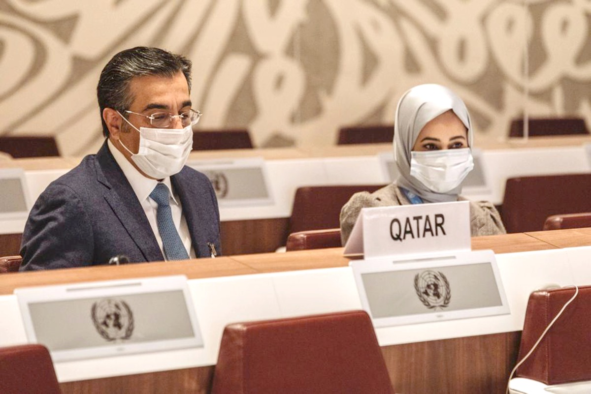 The Minister of Labour H E Dr. Ali bin Smaikh Al Marri speaking at the high-level meeting of the Council of the International Organization for Migration.