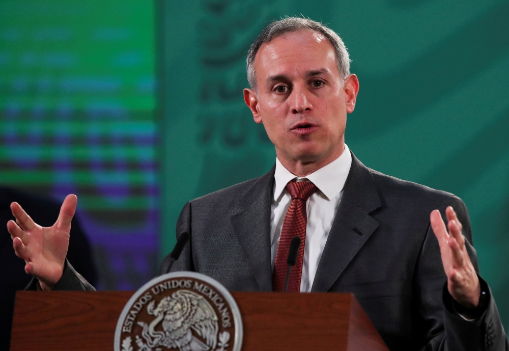 Mexico's deputy Health Minister Hugo Lopez-Gatell speaks during a news conference at the National Palace in Mexico City, Mexico April 20, 2021. REUTERS/Henry Romero/File Photo
 