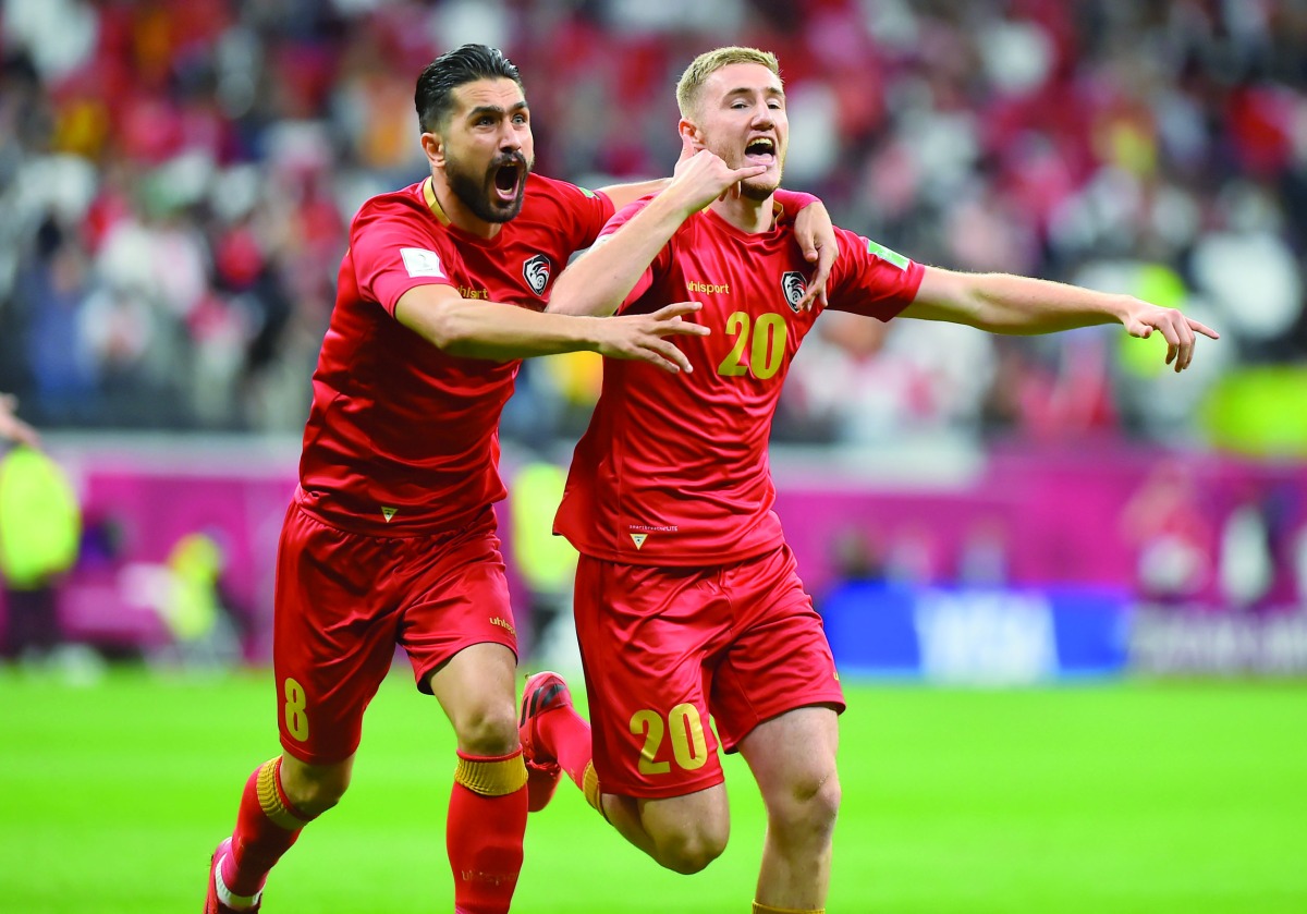 Kass Kawo (4') and Mohammad Anez (47') scored as Syria shocked Tunisia at Al Bayt Stadium. Pic: Abdul Basit