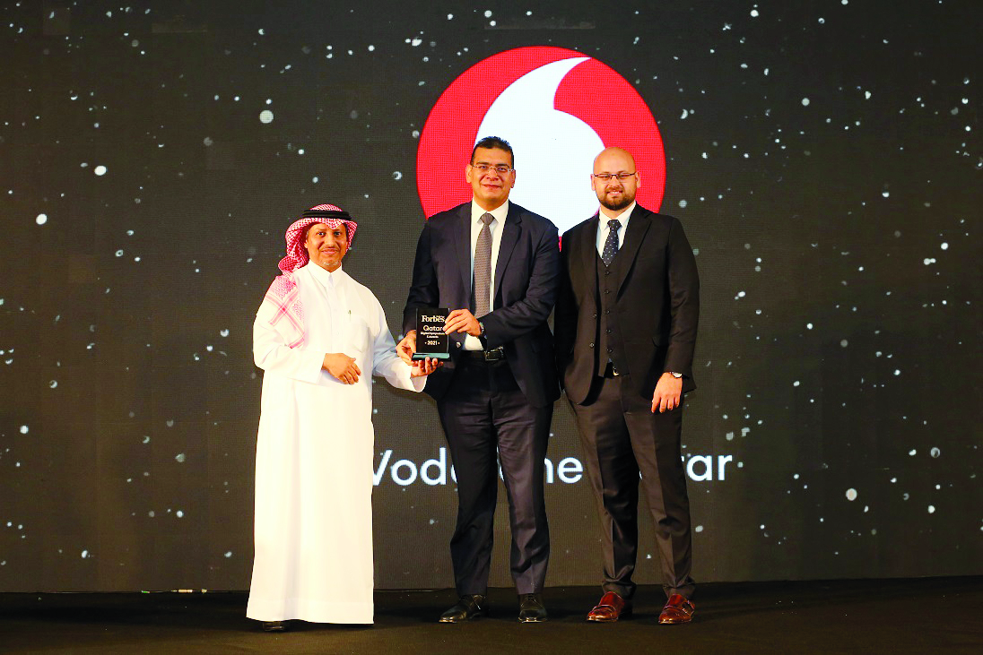 Ramy Boctor, Chief Technology Officer of Vodafone Qatar receiving the award, recently. 