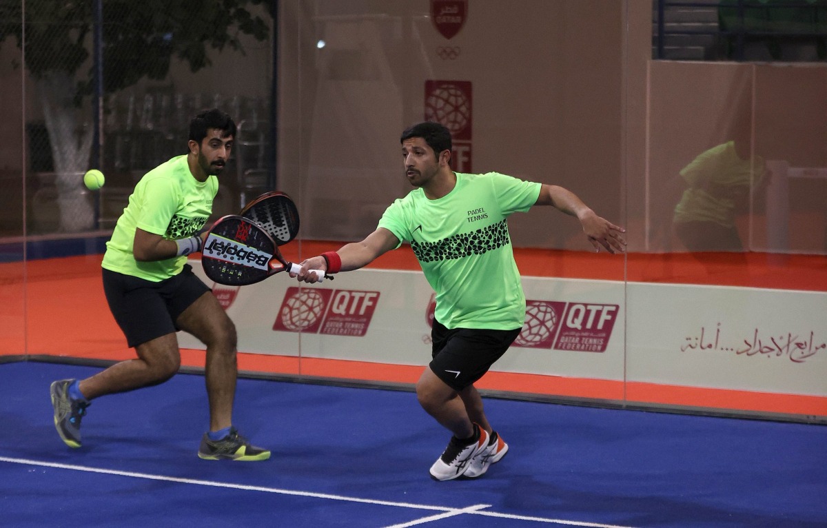 Action during the Qatar National Day Close Padel Tournament.