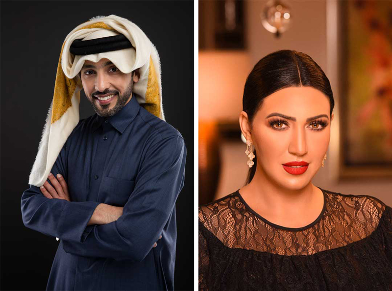 Qatari singer Fahad Al Kubaisi (left), and Moroccan singer Asma Lamnawar.