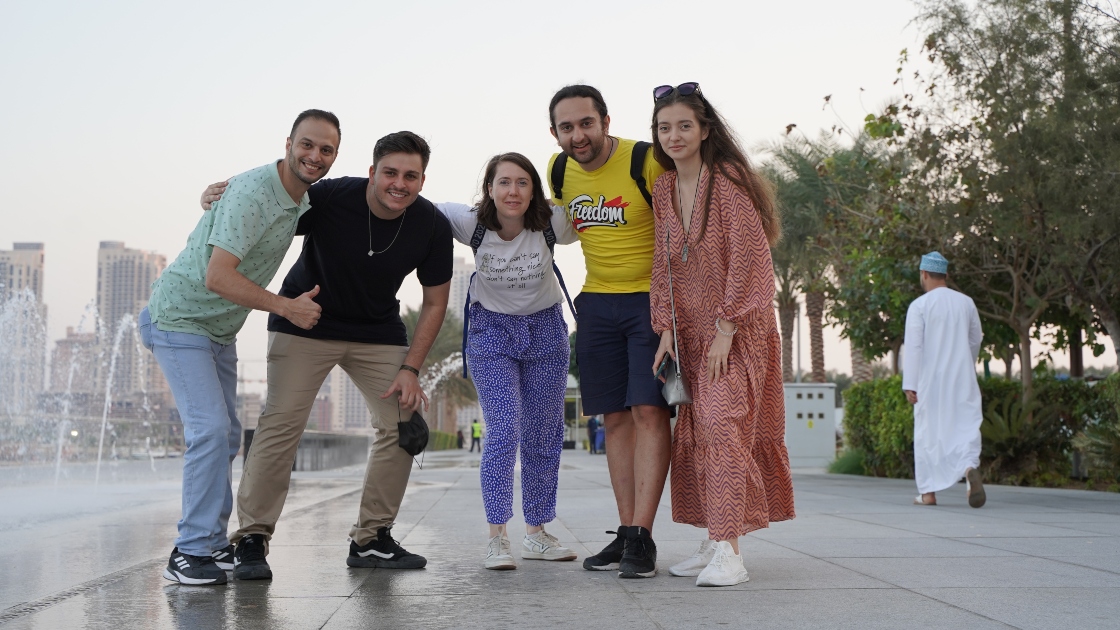 Volunteers pose for a photograph.