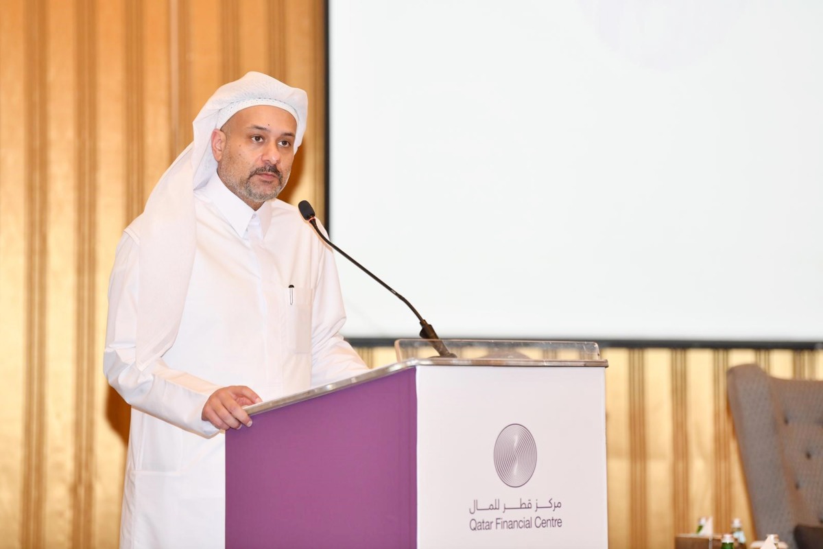 Chief Executive Officer of QFC Yousuf Mohamed Al Jaida speaking during the event.