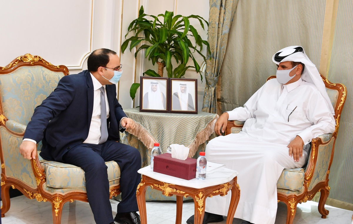 Qatar Chamber’s First Vice-Chairman Mohamed bin Ahmed bin Towar Al Kuwari (right) during his meeting with Malta’s Minister for Finance and Employment H E Clyde Caruana, yesterday.   