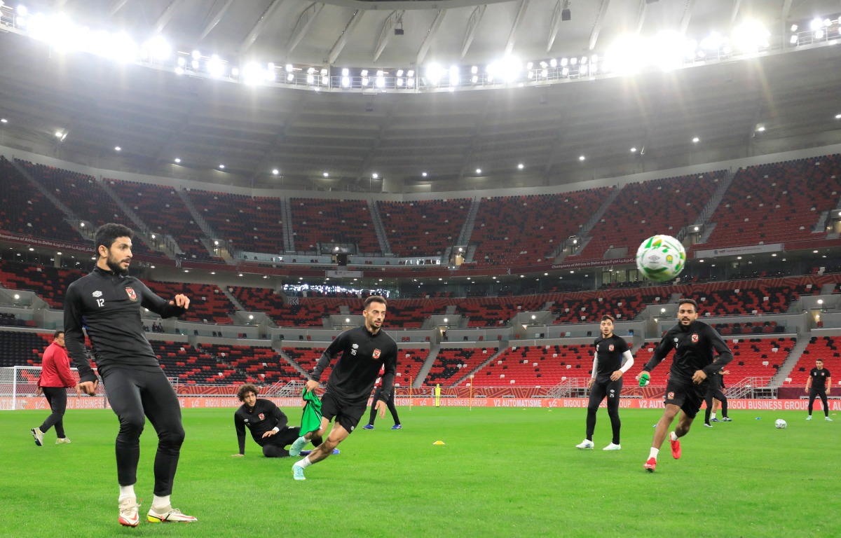 Al Ahly players attend a training session 
