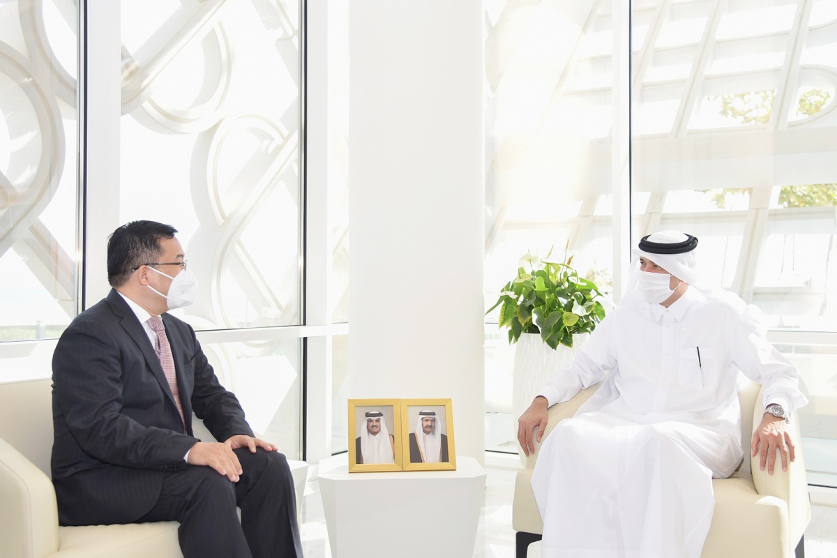 Minister of State and Chairman of Qatar Free Zones Authority H E Ahmad Al Sayed during the meeting.