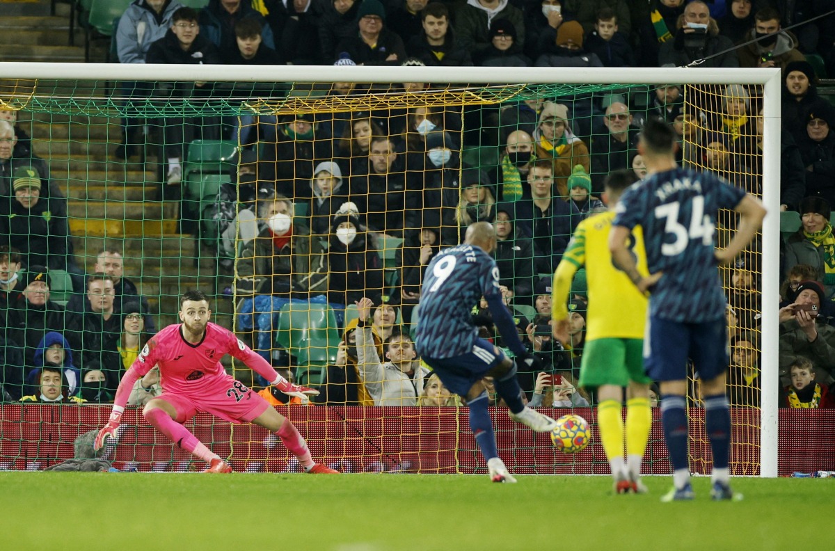 Arsenal's Alexandre Lacazette scores their fourth goal from the penalty spot Action Images via Reuters/John Sibley