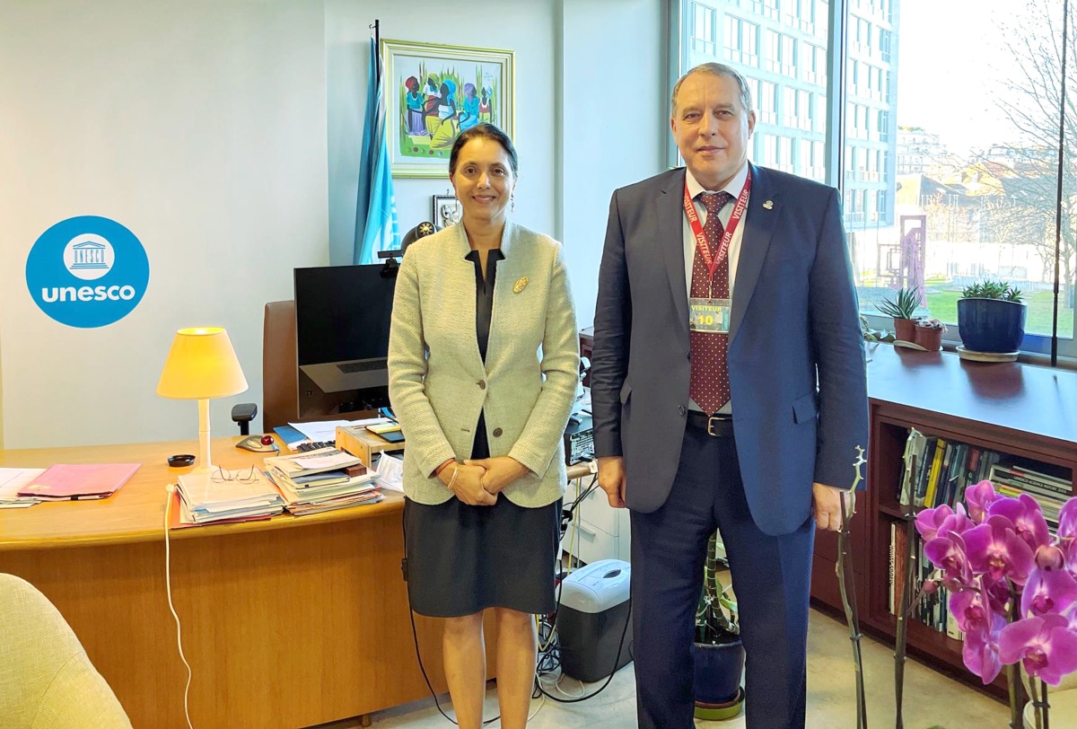 Gas Exporting Countries Forum (GECF) Secretary-General Yury Sentyurin (right) with Unesco’s Assistant Director-General for Natural Sciences Shamila Nair-Bedouelle, during the meeting in France, recently. 