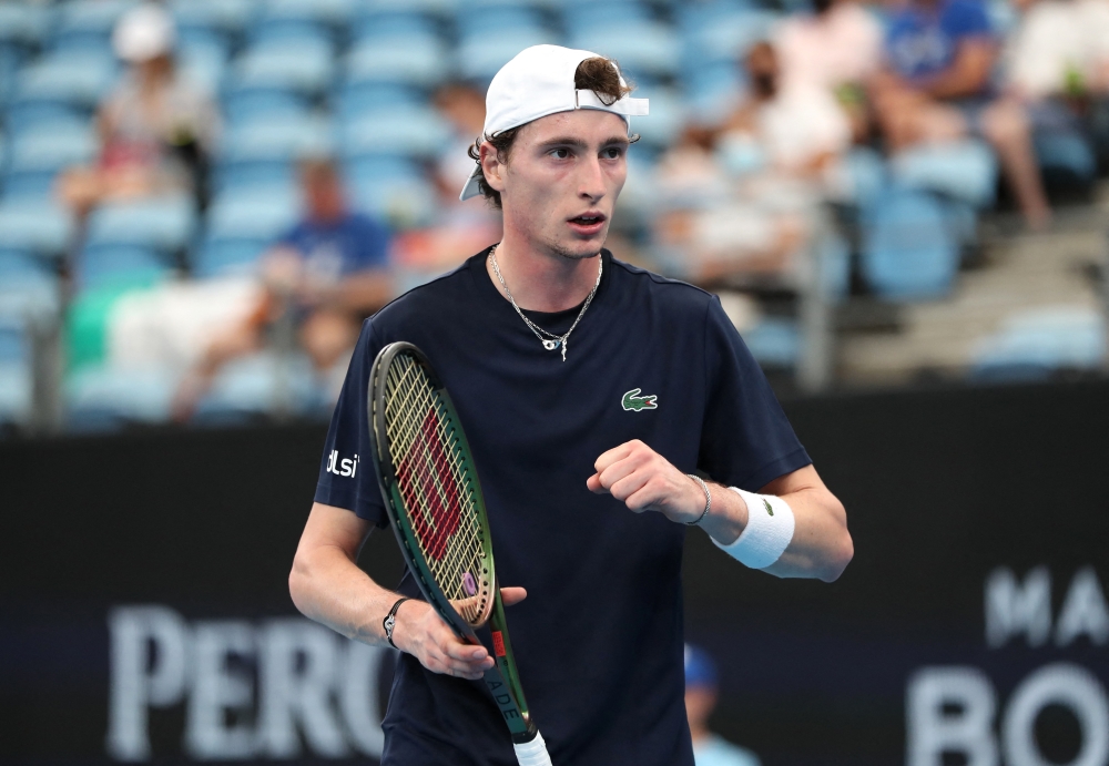 January 2, 2022 France's Ugo Humbert reacts during his group stage match against Russia's Daniil Medvedev REUTERS/Asanka Brendon Ratnayake