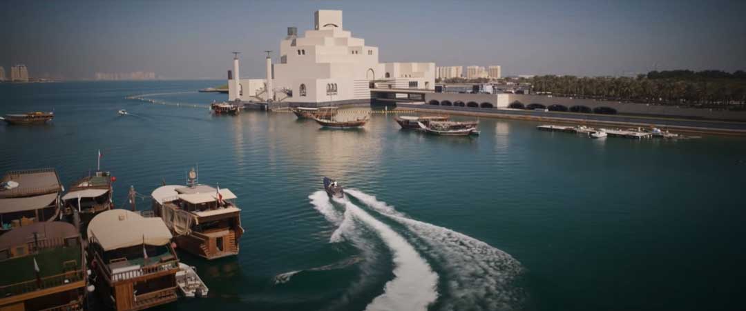 A shot from the trailer of Operation Fortune: Ruse de guerre showing the Museum of Islamic Art