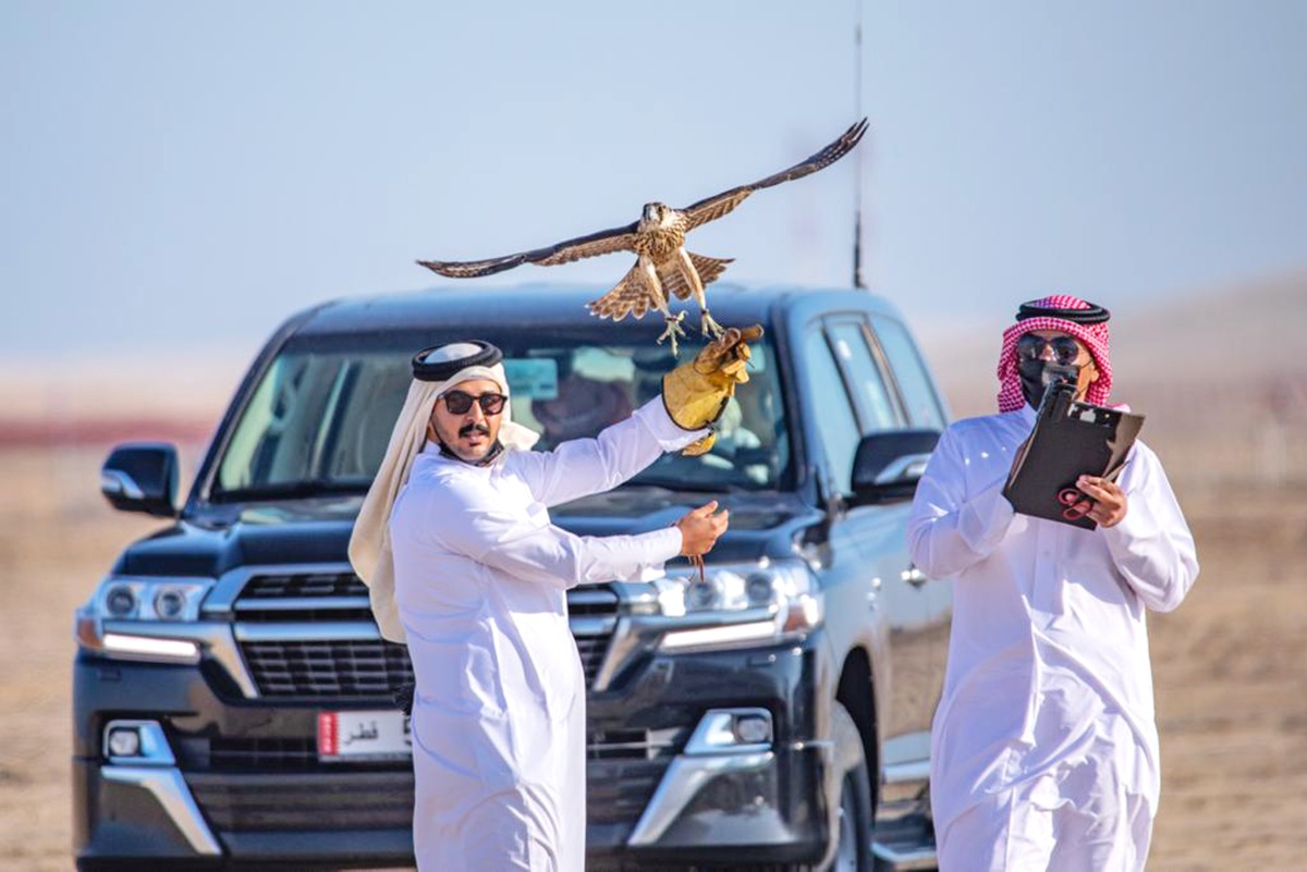 Participants during the falconry competition, yesterday.