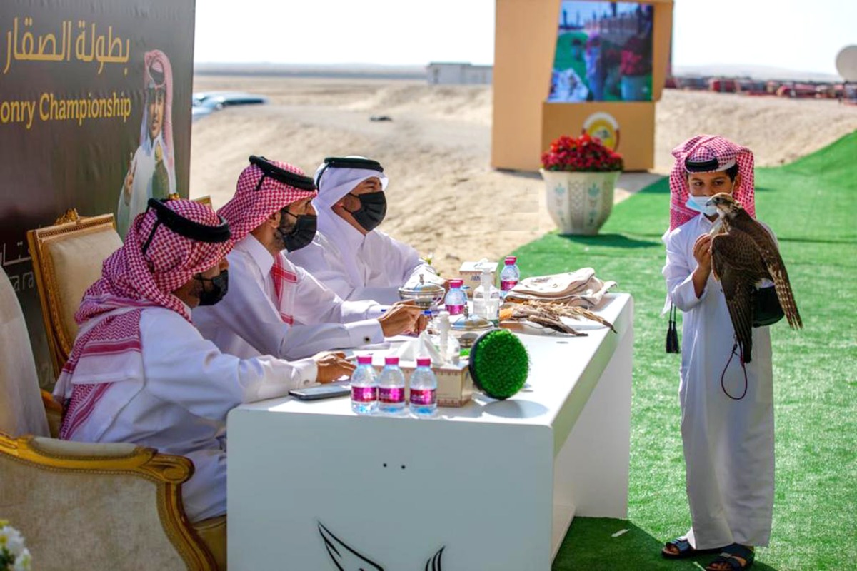 A young participant at the Youth Falconry Championship, yesterday. 