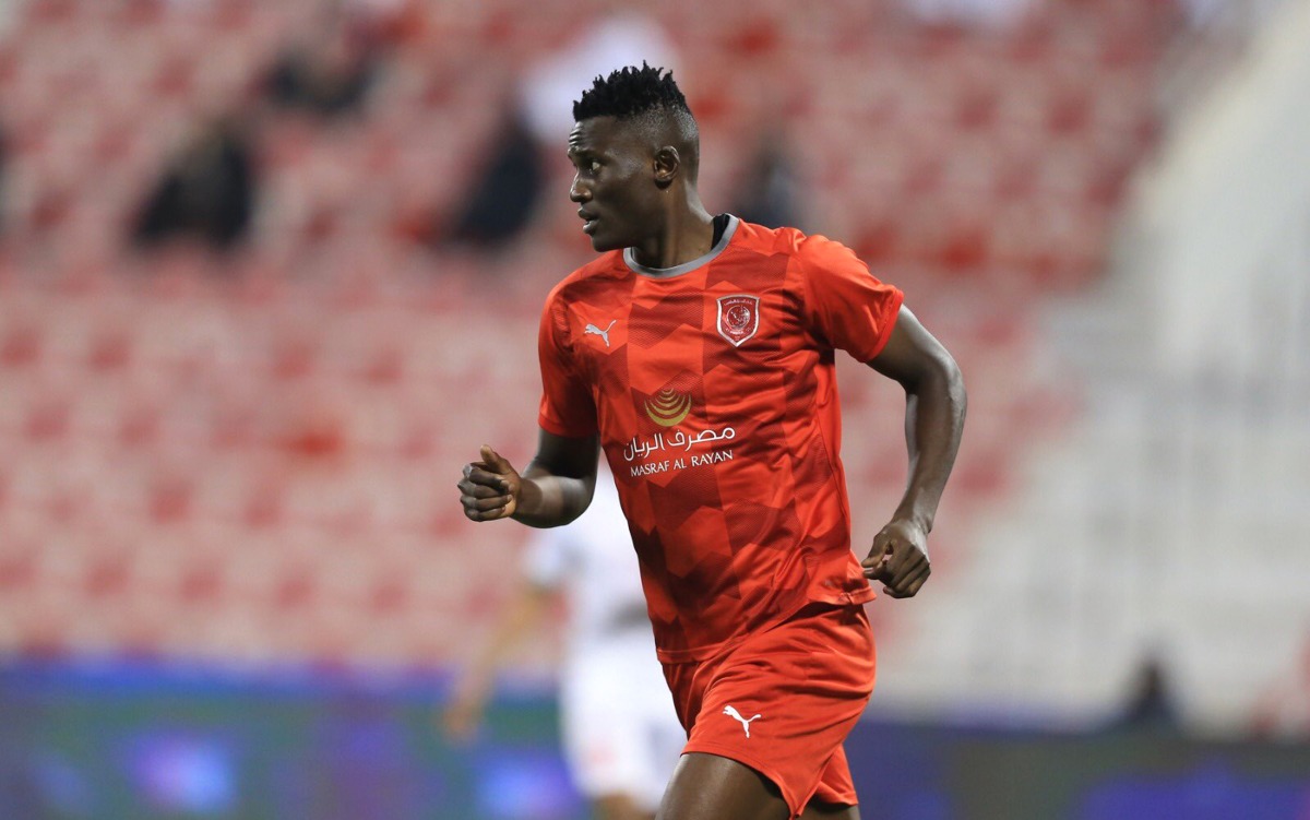 Al Duhail's Michael Olunga celebrates after scoring a goal.