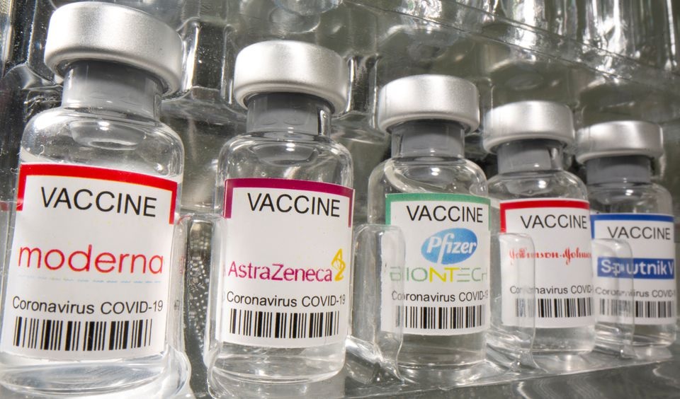 Vials labelled 