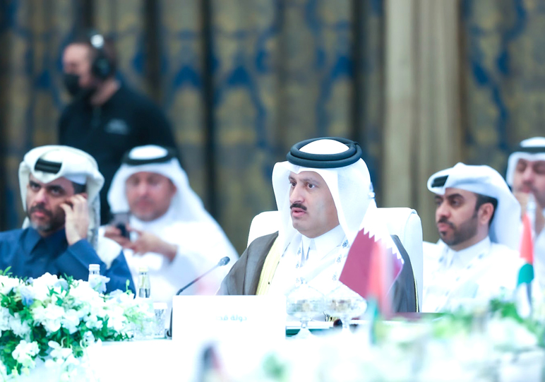 Undersecretary of the Ministry of Commerce and Industry (MoCI) H E Sultan bin Rashid Al Khater and Qatari delegation attending the Future Minerals Forum taking place in Riyadh, Saudi Arabia.