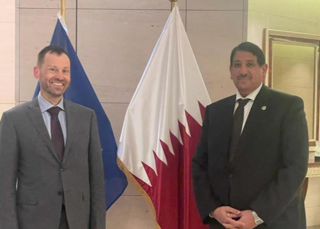 European Union Special Representative for Afghanistan Thomas Nicholson with Ambassador of Qatar Abdulaziz bin Ahmed Al Malki.
