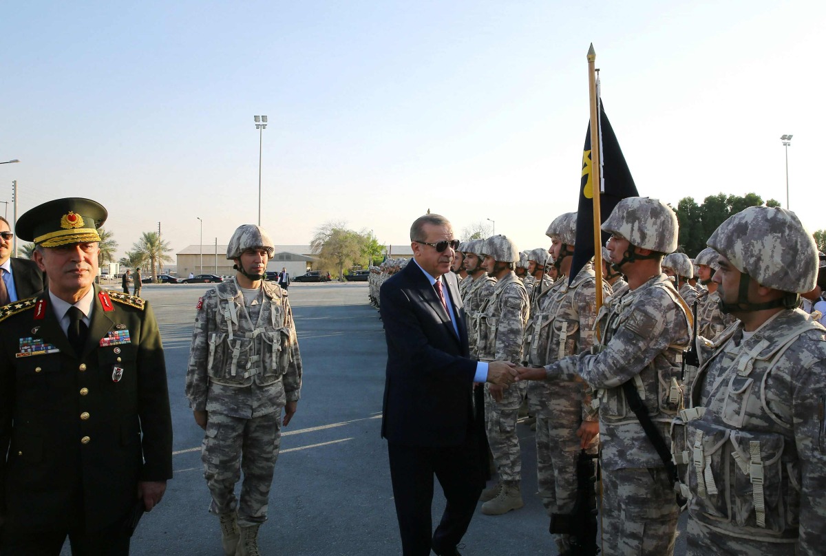 File picture: Turkey's President Tayyip Erdogan reviews Turkish troops during his visit at the Qatari-Turkish Armed Forces Land Command Base in Doha, Qatar, on November 15, 2017. /Turkish Presidential Palace handout photo via Reuters