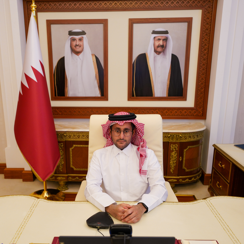 Assistant Undersecretary for Economic Affairs at the Ministry of Finance Saoud bin Abdullah Al Attiyah attending the 7th meeting of the Undersecretaries of the Arab Ministries of Finance for the Arab Monetary Fund, held virtually.