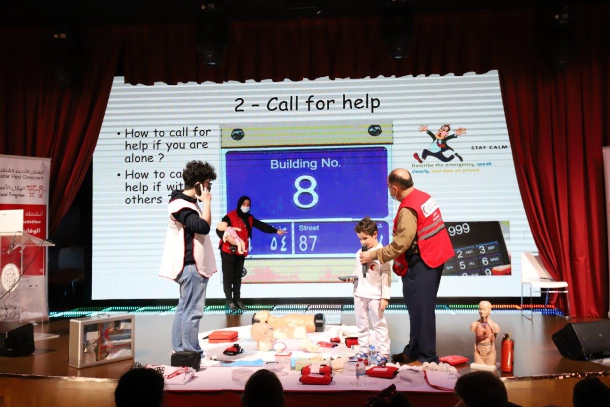 Students learning at the QRCS camp. 