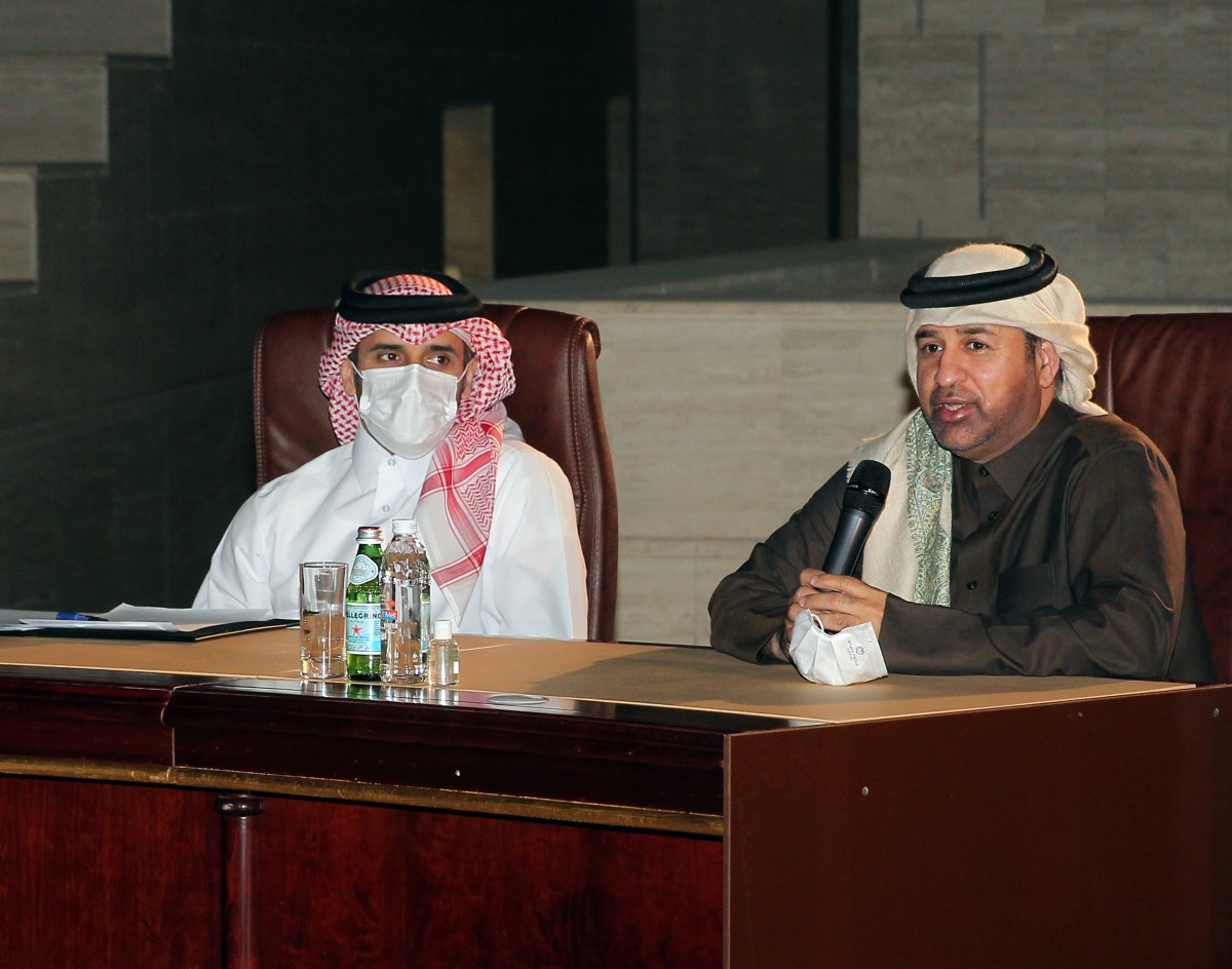 Katara General Manager, Prof. Dr. Khalid bin Ibrahim Al Sulaiti  (right) and Title Show Manager, Bader Mohammed Al Darwish during a press conference at Katara amphitheatre, yesterday. Pic: Salim Matramkot/The Peninsula