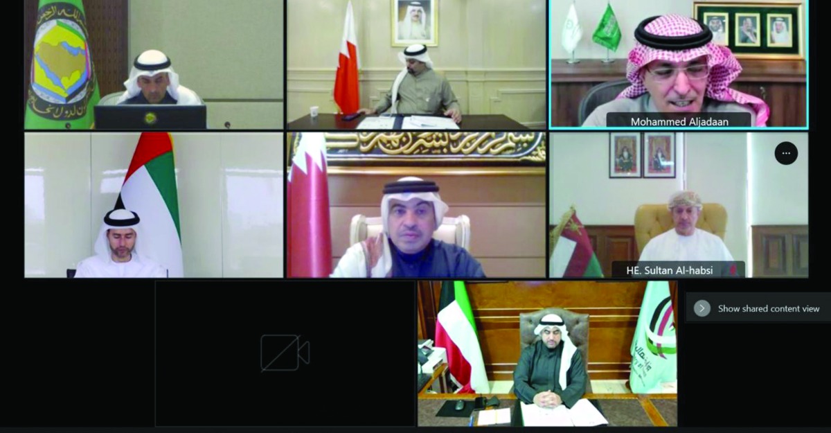 Minister of Finance H E Ali bin Ahmed Al Kuwari participating remotely in the 115th extra ordinary meeting of the GCC Financial and Economic Cooperation Committee. 