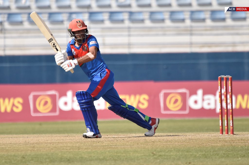 Afghanistan's Riaz Hassan in action.