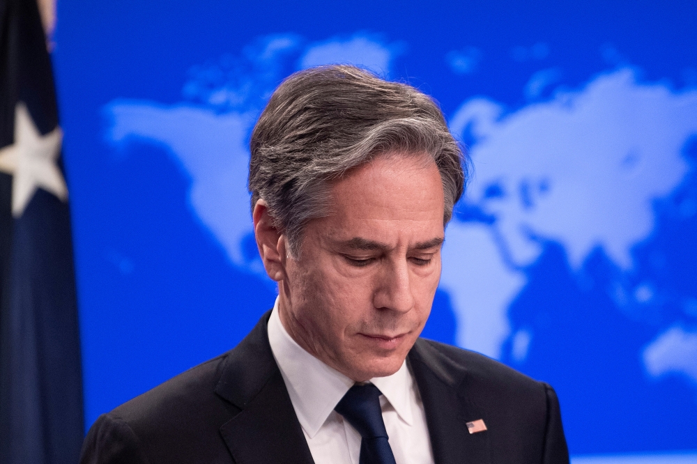 US Secretary of State Antony Blinken speaks about Russia and Ukraine during a briefing at the State Department in Washington, U.S., January 26, 2022. Brendan Smialowski/Pool via Reuters