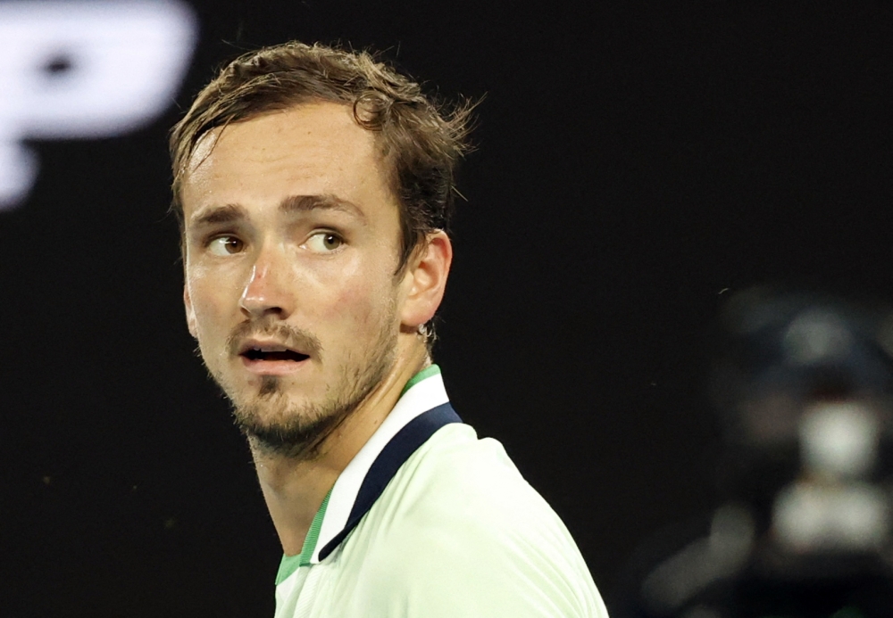 January 28, 2022 Russia's Daniil Medvedev during his semi final match against Greece's Stefanos Tsitsipas REUTERS/Asanka Brendon Ratnayake