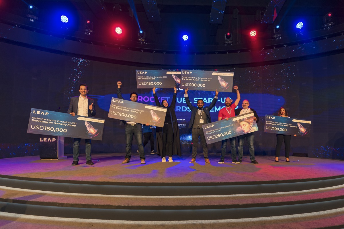 Winners of the LEAP22 Rocket Fuel Startup Competition, in Riyadh, Saudi Arabia, recently. 