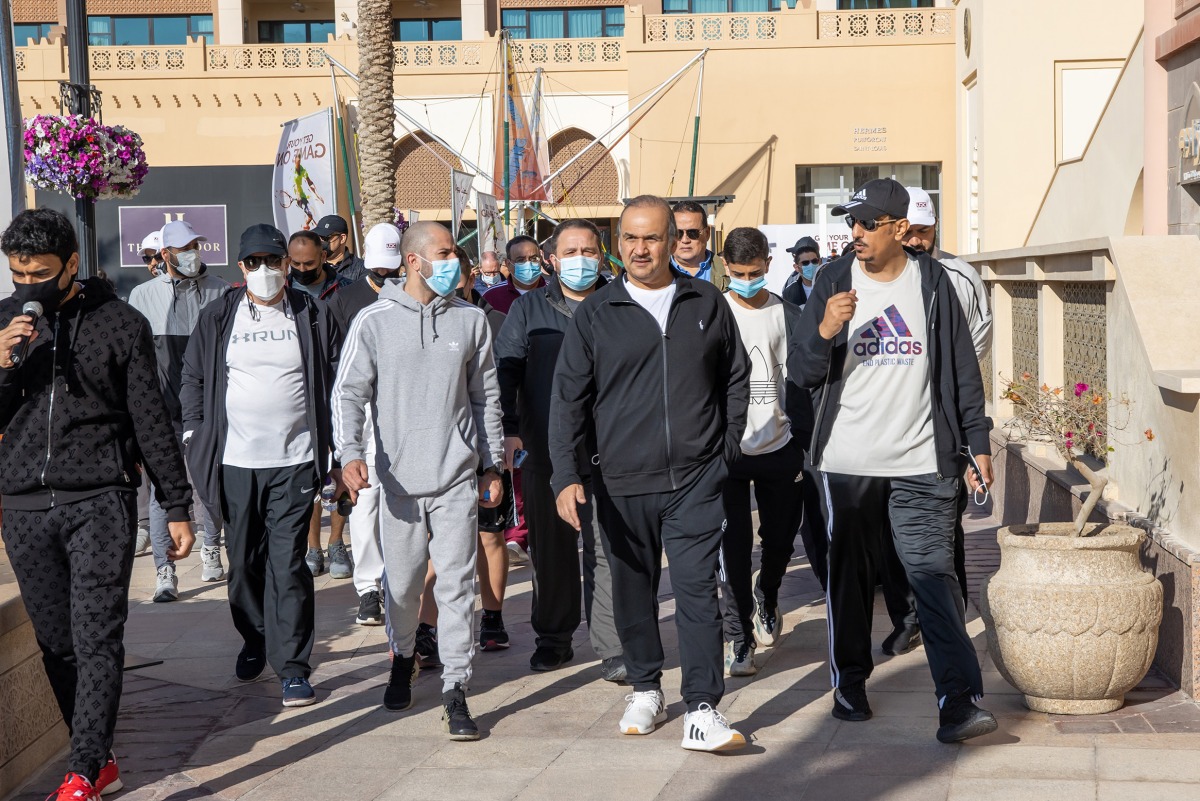 UDC President, CEO and Member of the Board Ibrahim Jassim Al Othman and other officials during the sports activities held to celebrate National Sport Day.